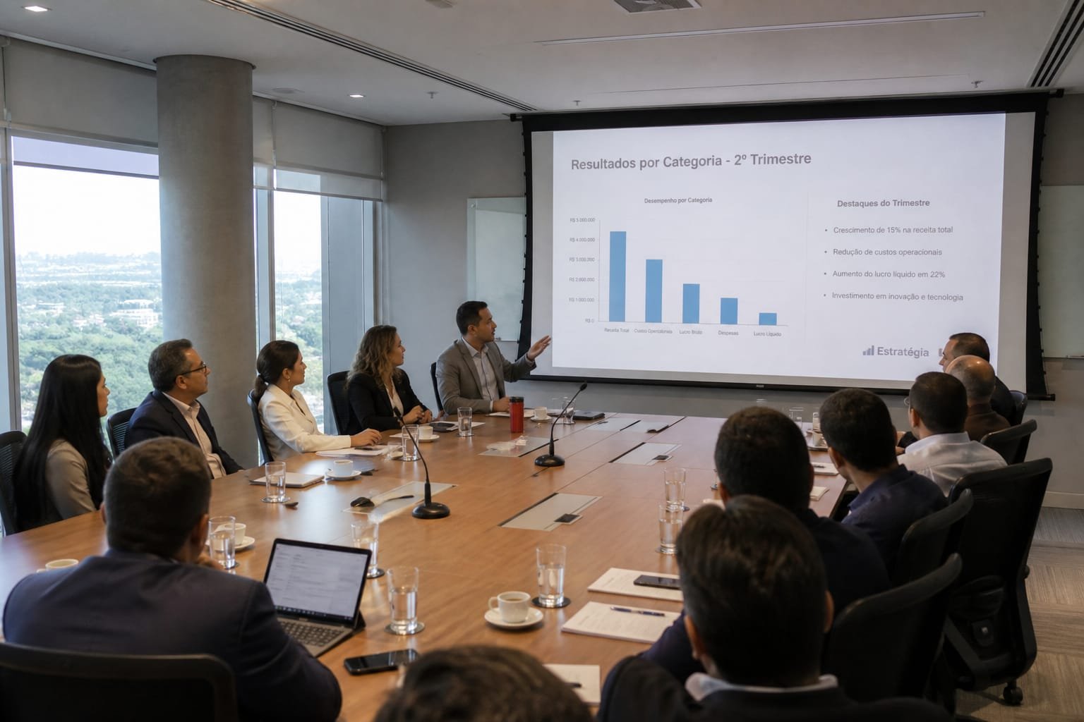 Evento corporativo em sala de reunião em Brasília