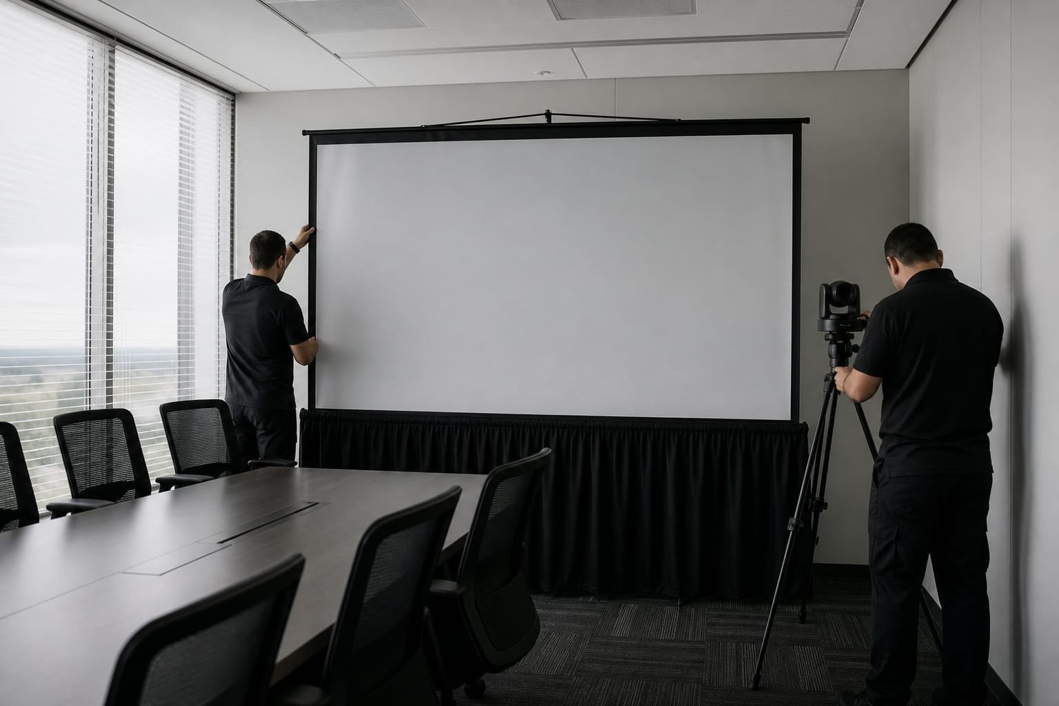 Montagem da estrutura audiovisual em Brasília